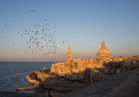 A skyline view of Valletta, in Malta.